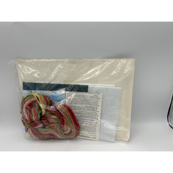 Needlework Kit Summertime Still Life Hat Flowers Garden Creative Circle 1986 Vtg - Picture 3 of 3